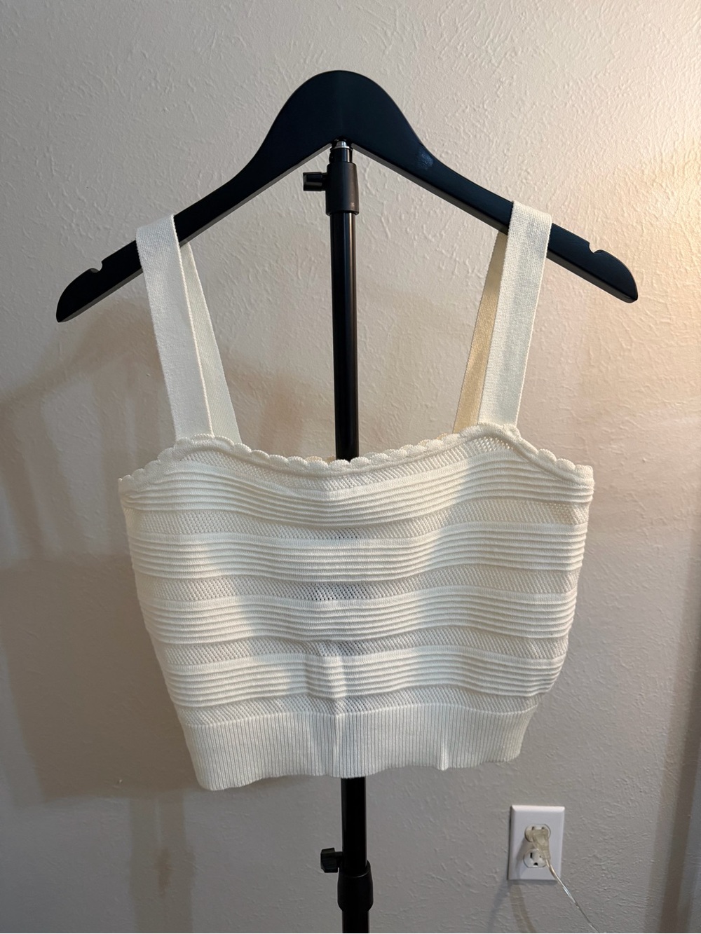 Lush Cream Ribbed Knit Crop Tank Top